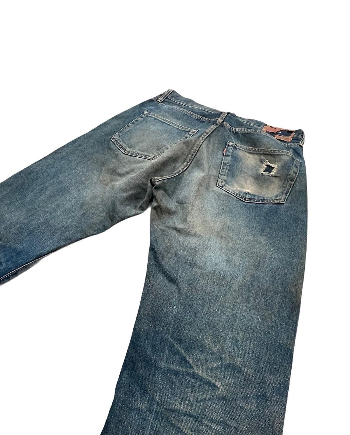 Denime × Vintage Denime Vintage Selvedge Aging & Distressed Denim Size US 33 - 6 Thumbnail