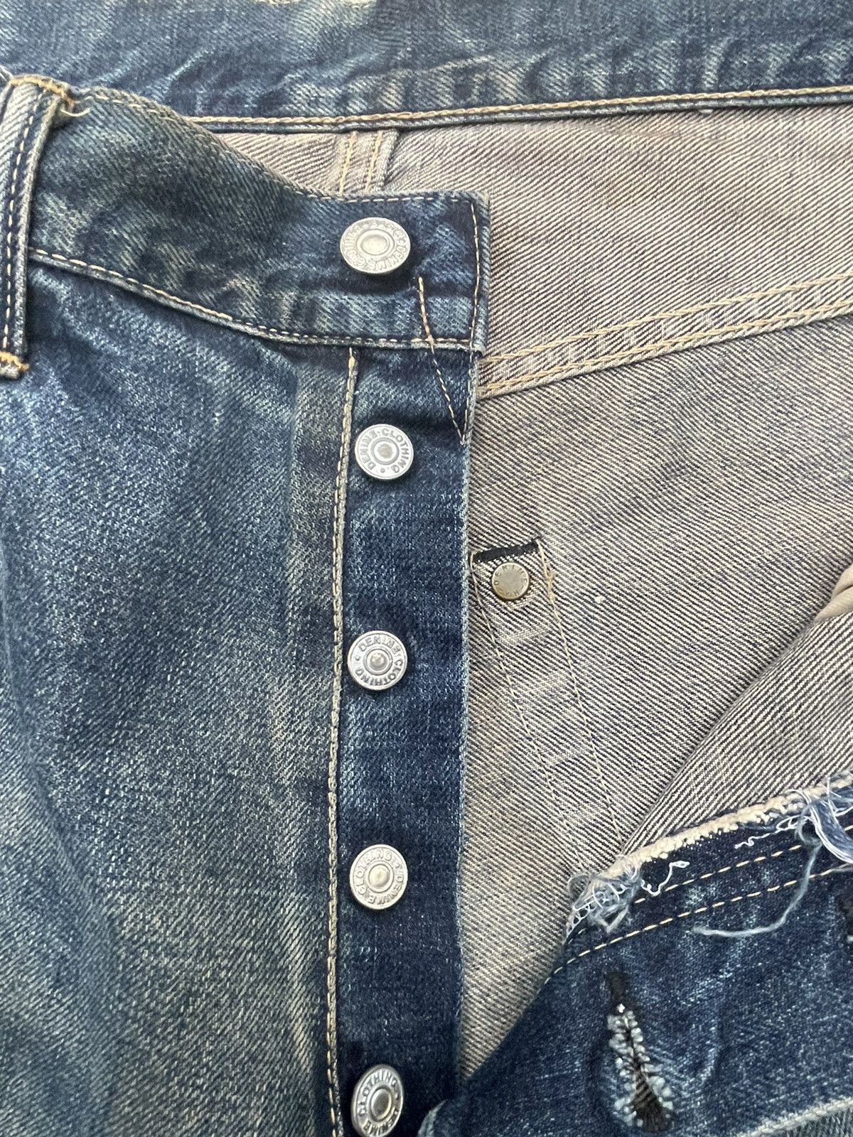 Denime × Vintage Denime Vintage Selvedge Aging & Distressed Denim Size US 33 - 22 Thumbnail