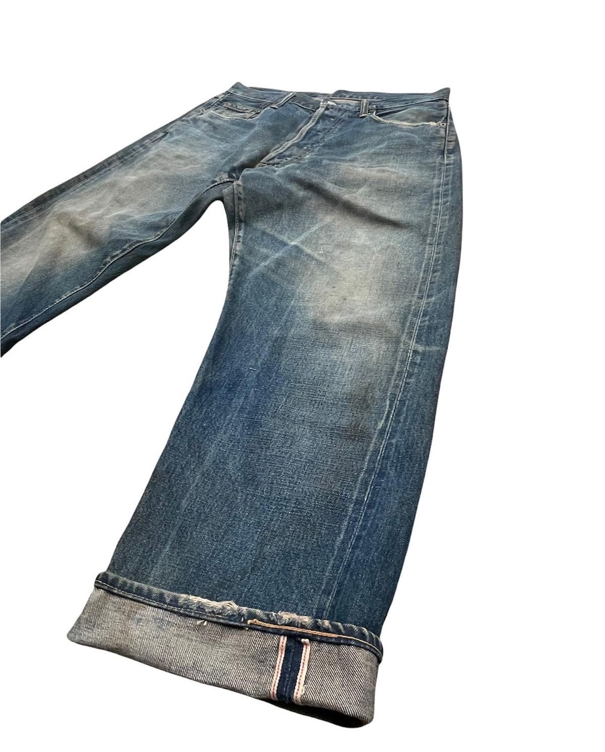 Denime × Vintage Denime Vintage Selvedge Aging & Distressed Denim Size US 33 - 2 Thumbnail