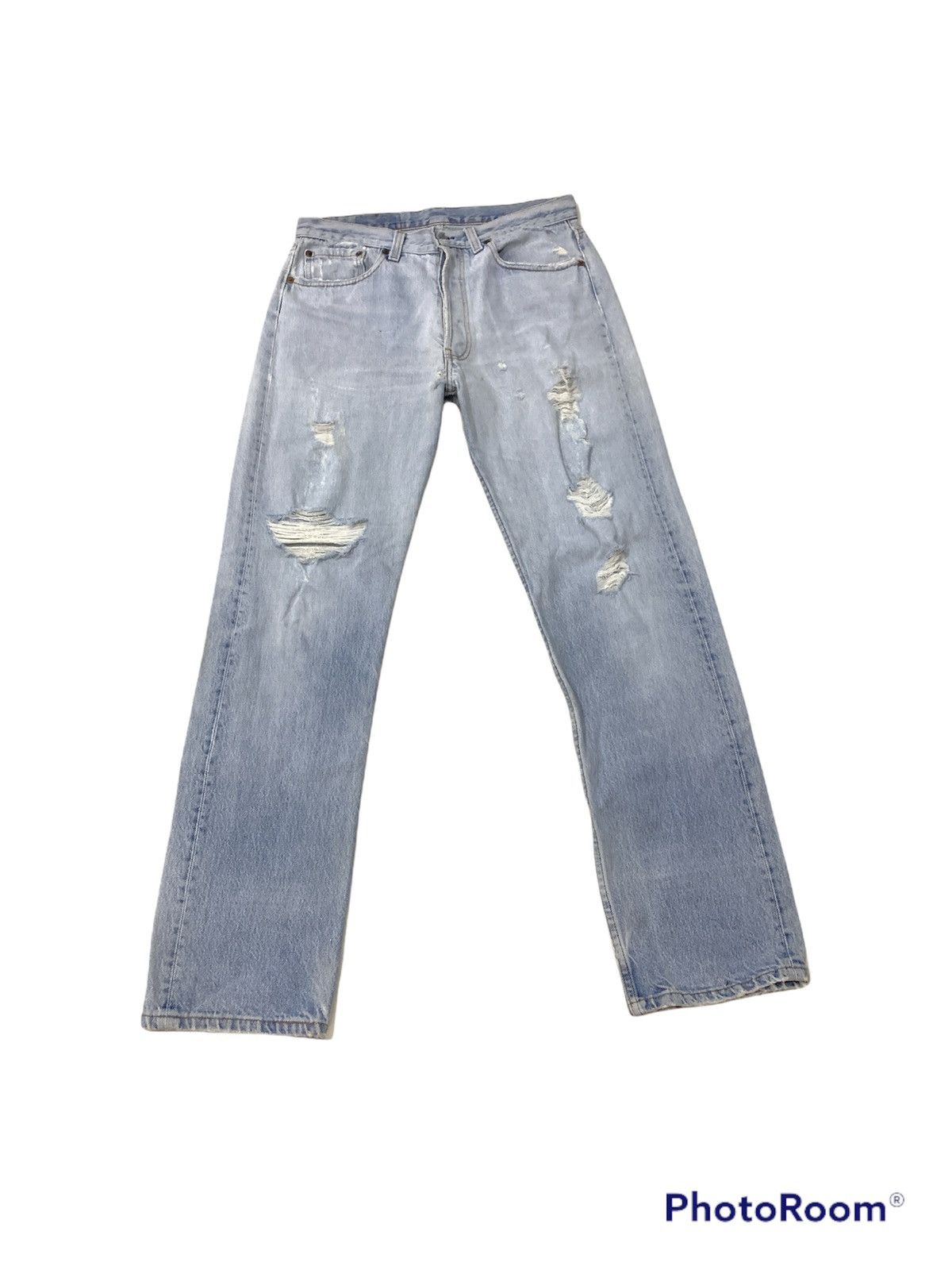 Levi's VINTAGE 1989-1992 LEVI'S 501 DISTRESSED TRASHED JEANS Size US 33 - 1 Thumbnail