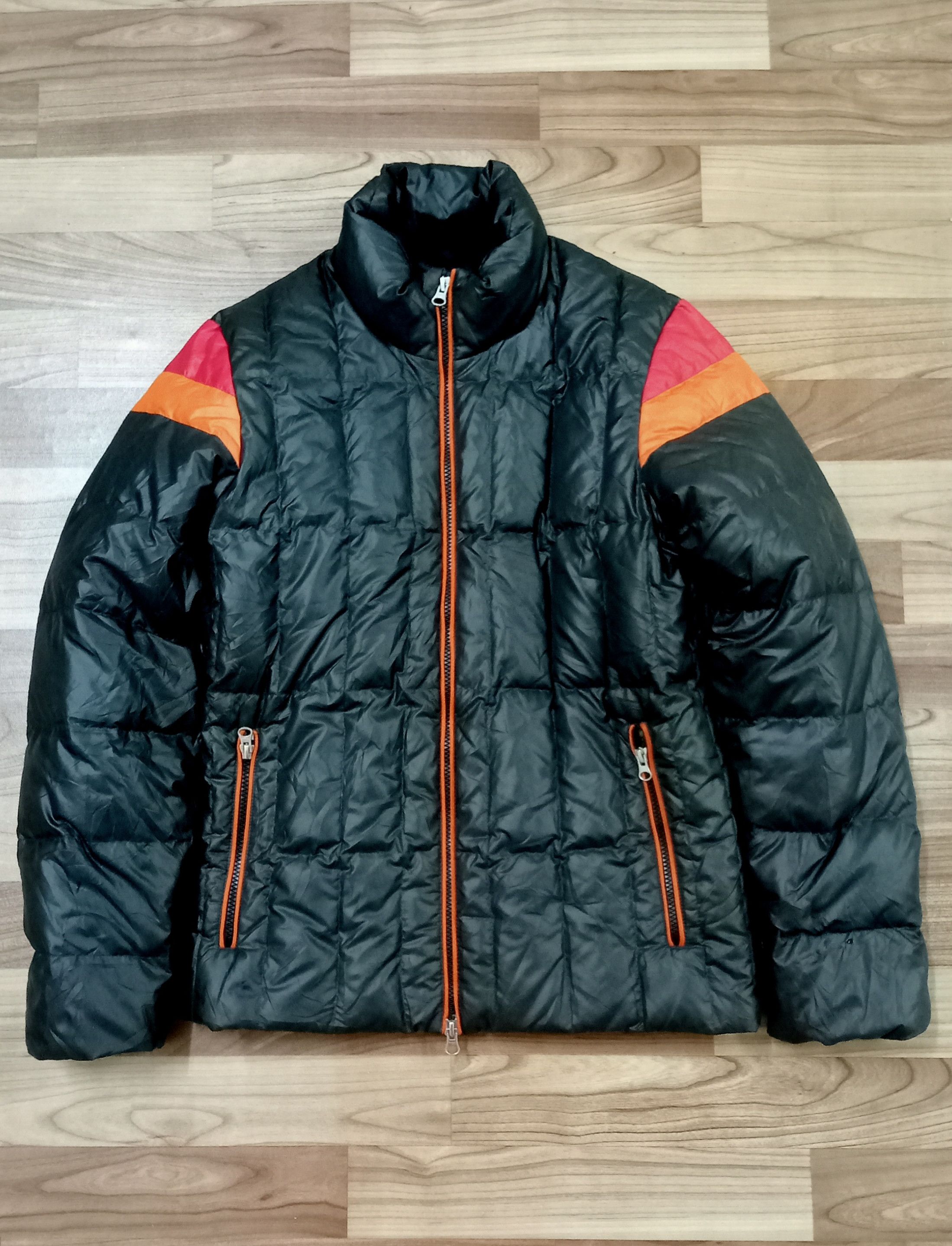 Image of Takeo Kikuchi Tk Mixpice Quilted Down Jacket By Takeo Kekuchi in Black/Orange/Red (Size Small)