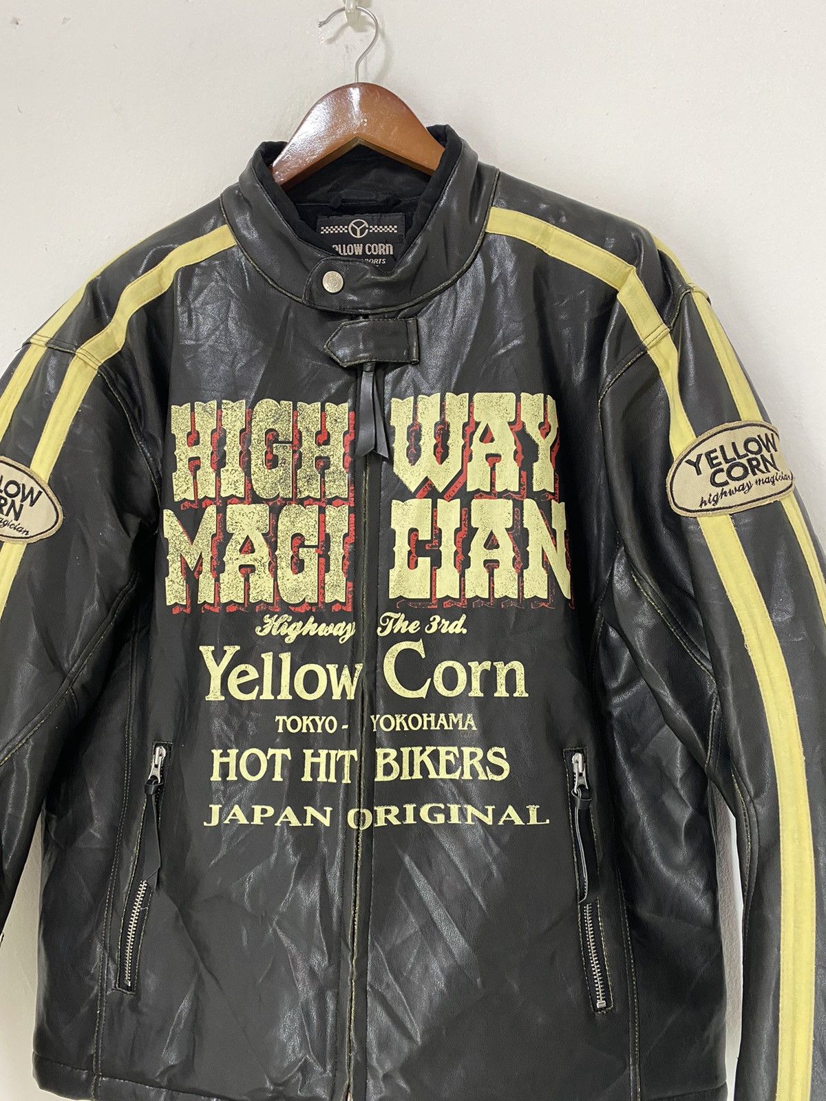 Vintage Yellow Corn Leather Jacket Highway Magician Japan