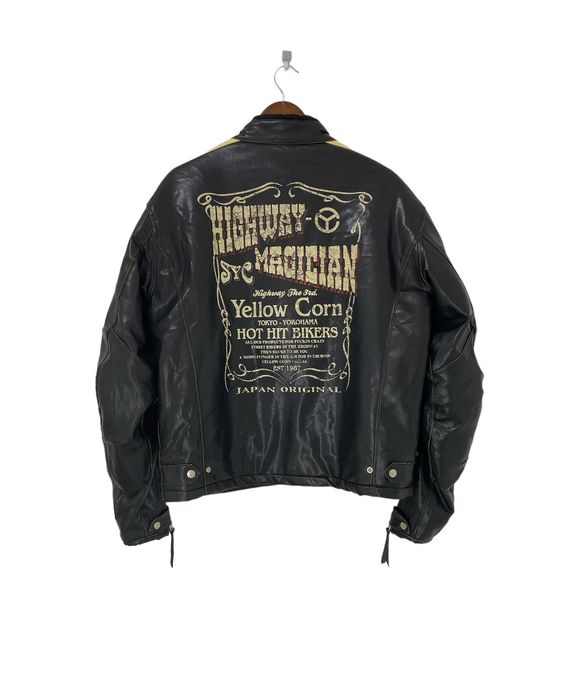 Leather Jacket Vintage Yellow Corn Leather Jacket Highway Magician