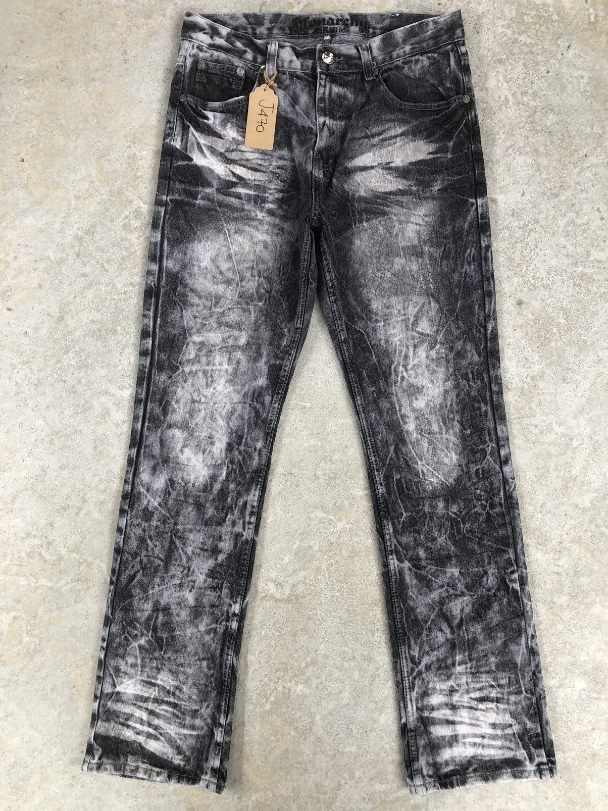 Japanese Monarchy Punk Style Distressed Jeans Acid Wash