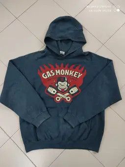 Gildan × Vintage Dallas Texas Gas Monkey Hot Rod Garage Blue Hoodie Size US L / EU 52-54 / 3 - 4 Thumbnail