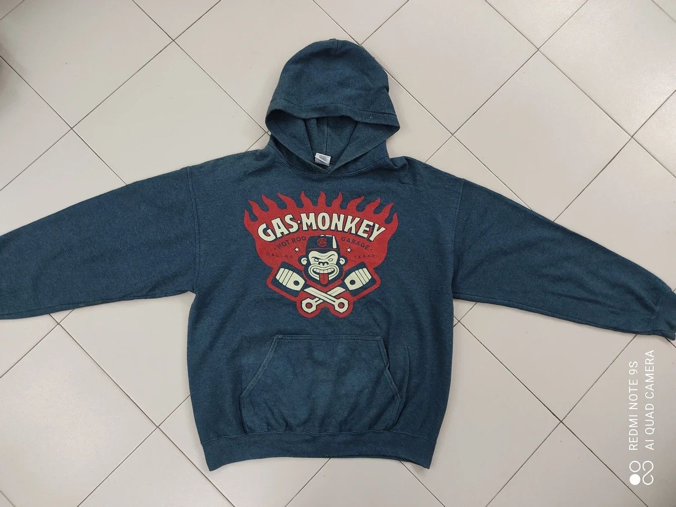 Gildan × Vintage Dallas Texas Gas Monkey Hot Rod Garage Blue Hoodie Size US L / EU 52-54 / 3 - 2 Thumbnail