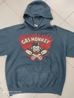 Gildan × Vintage Dallas Texas Gas Monkey Hot Rod Garage Blue Hoodie Size US L / EU 52-54 / 3 - 3 Thumbnail