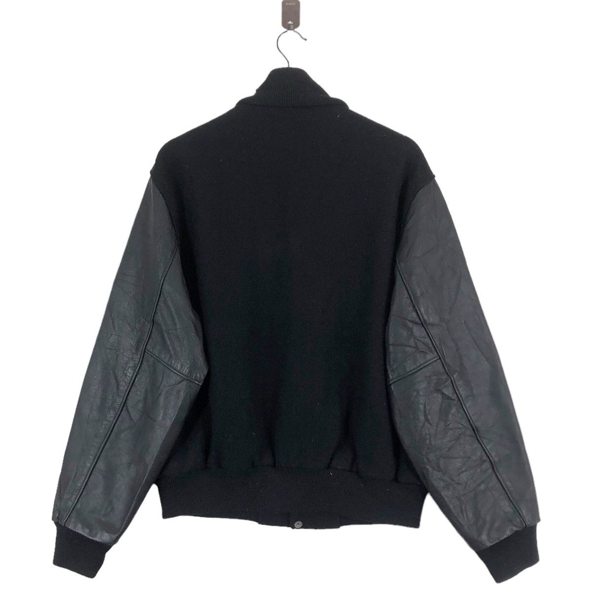 Nike VINTAGE NIKE VARSITY LEATHER BLACK BOMBER JACKET Size US M / EU 48-50 / 2 - 11 Thumbnail