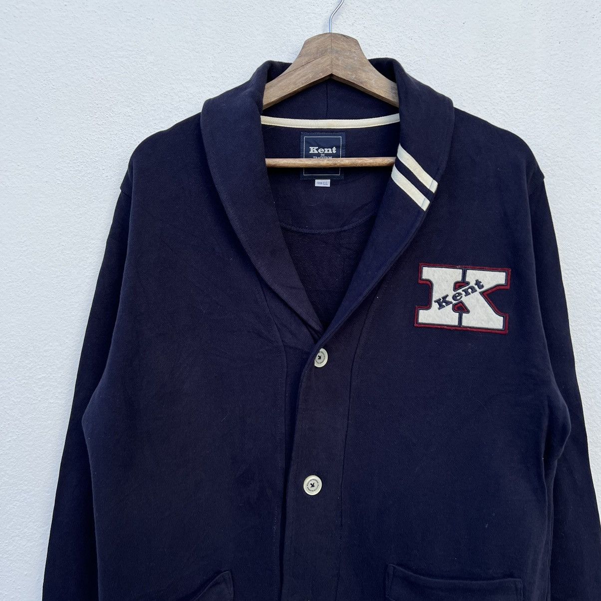 Japanese Brand VINTAGE KENT IN TRADITIONAL CARDIGAN BIG LOGO Size US L / EU 52-54 / 3 - 3 Thumbnail