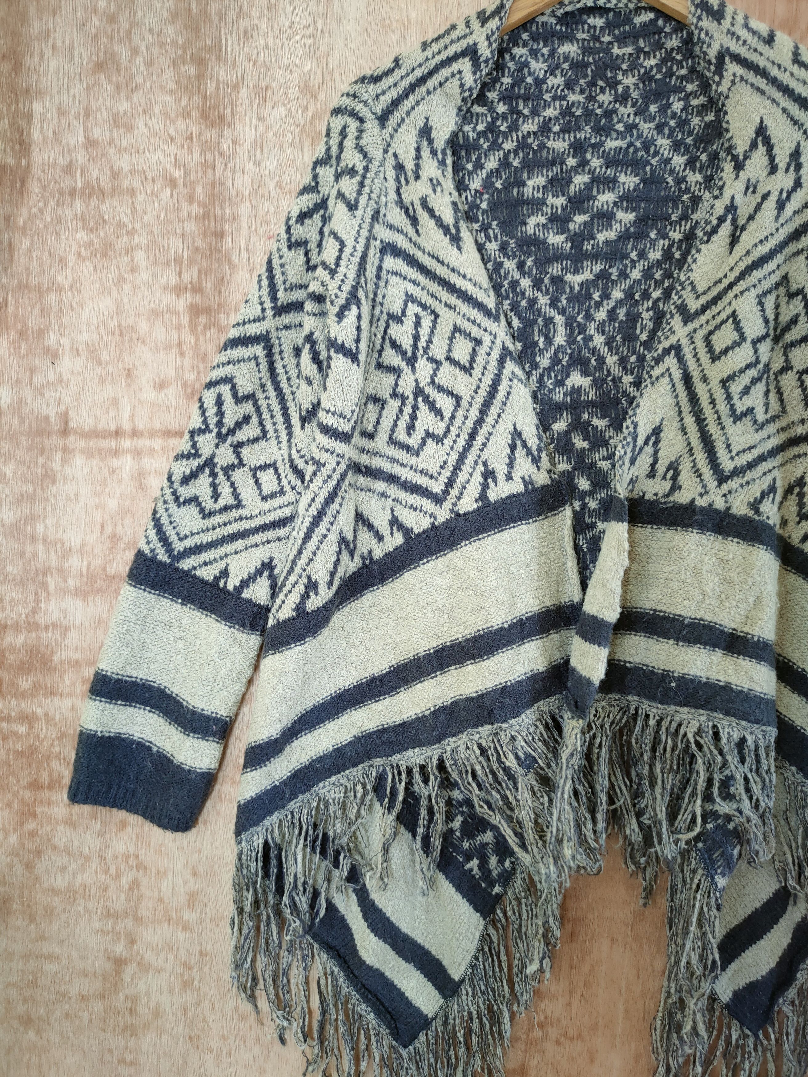 Japanese Brand DL Japan Mohair cardigan knitwear motif art tribal #46-433 Size US M / EU 48-50 / 2 - 2 Thumbnail