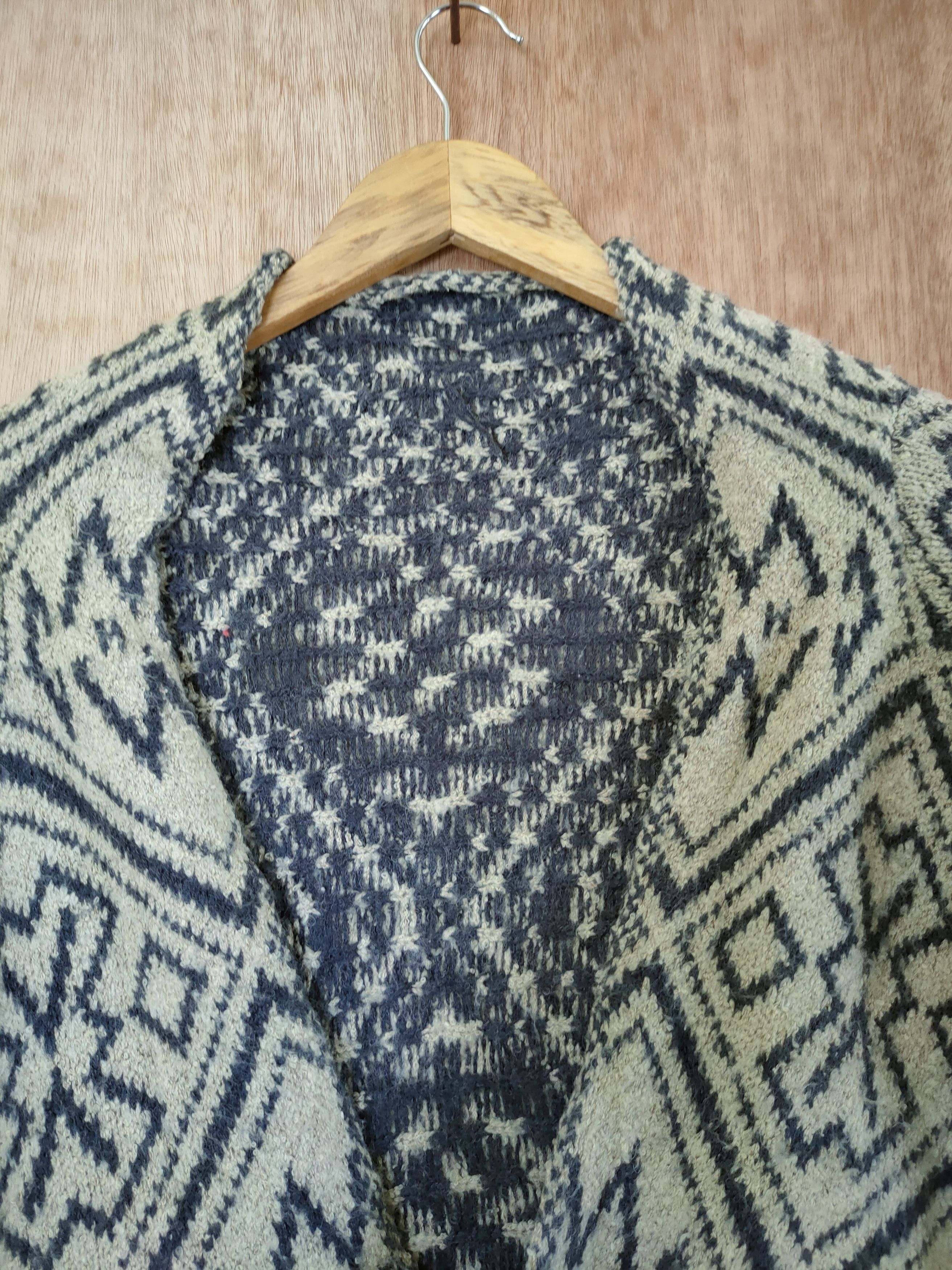 Japanese Brand DL Japan Mohair cardigan knitwear motif art tribal #46-433 Size US M / EU 48-50 / 2 - 5 Thumbnail