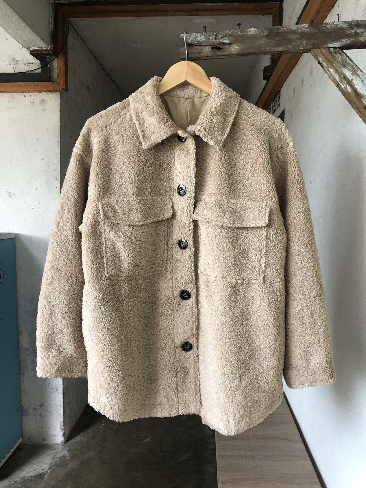 Rare❗️Vintage GU Deep Pile Fleece Button Up Shirt/Jacket