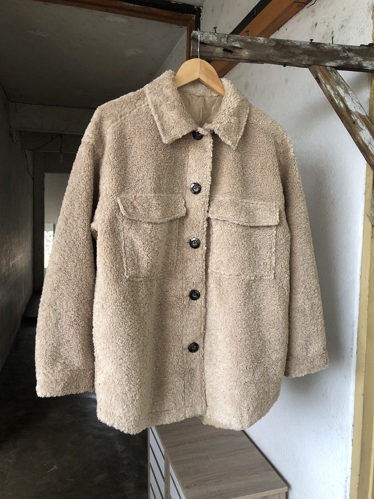 Rare❗️Vintage GU Deep Pile Fleece Button Up Shirt/Jacket