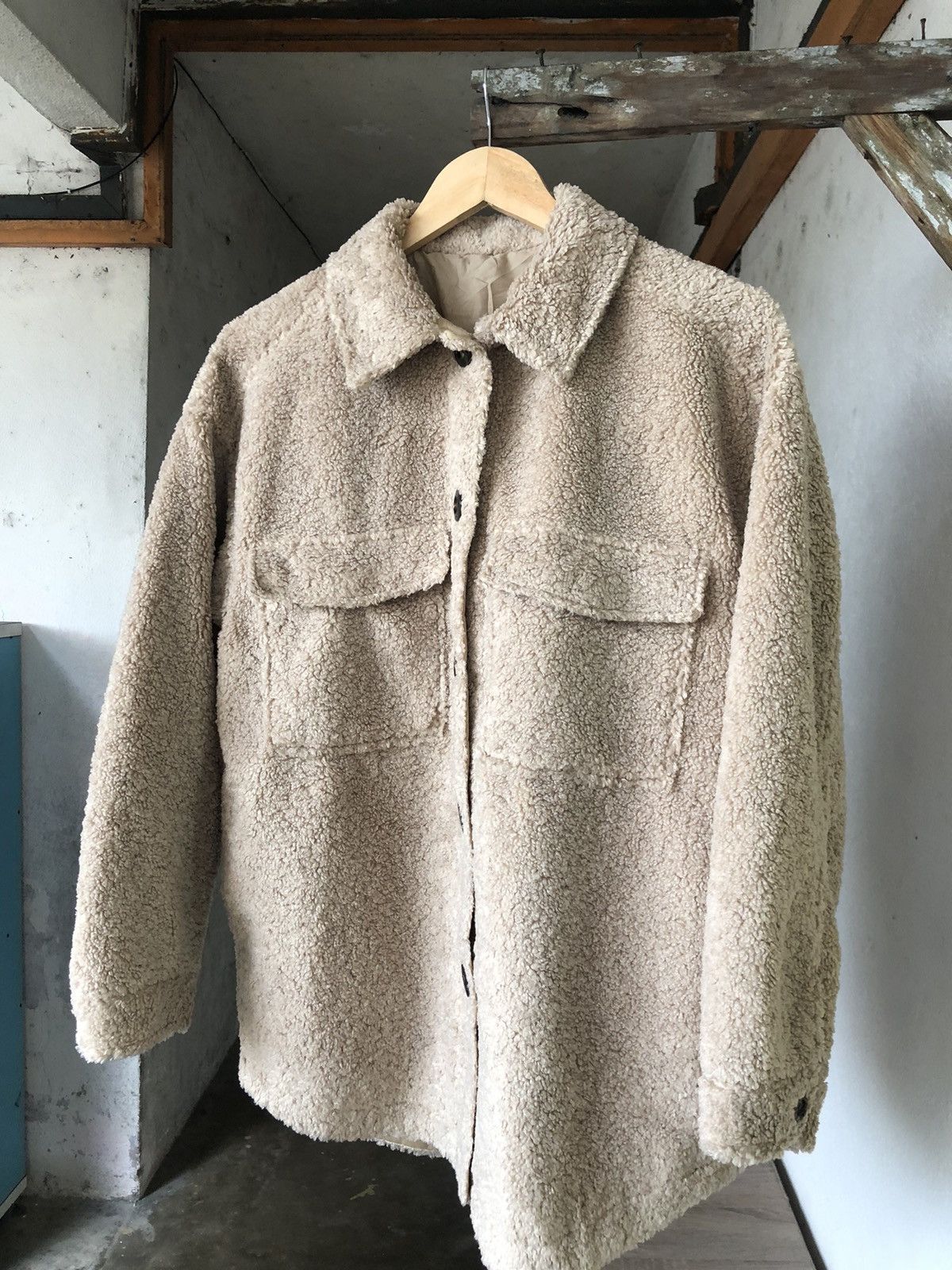 Rare❗️Vintage GU Deep Pile Fleece Button Up Shirt/Jacket