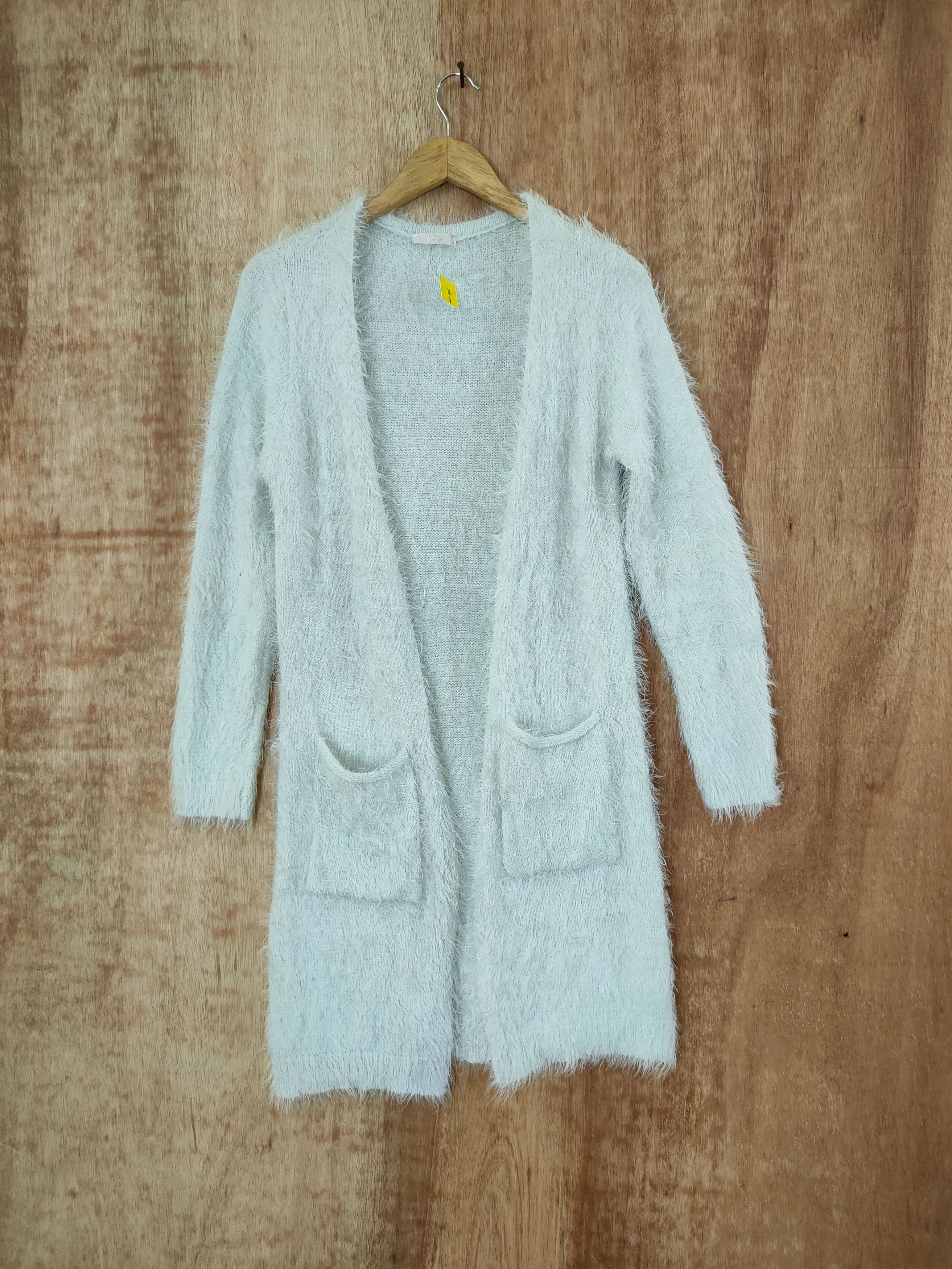 image of Japan Long Cardigan Knitwear Soft Fur Mohair Shaggy 46-586 in Light Blue, Women's (Size Medium)