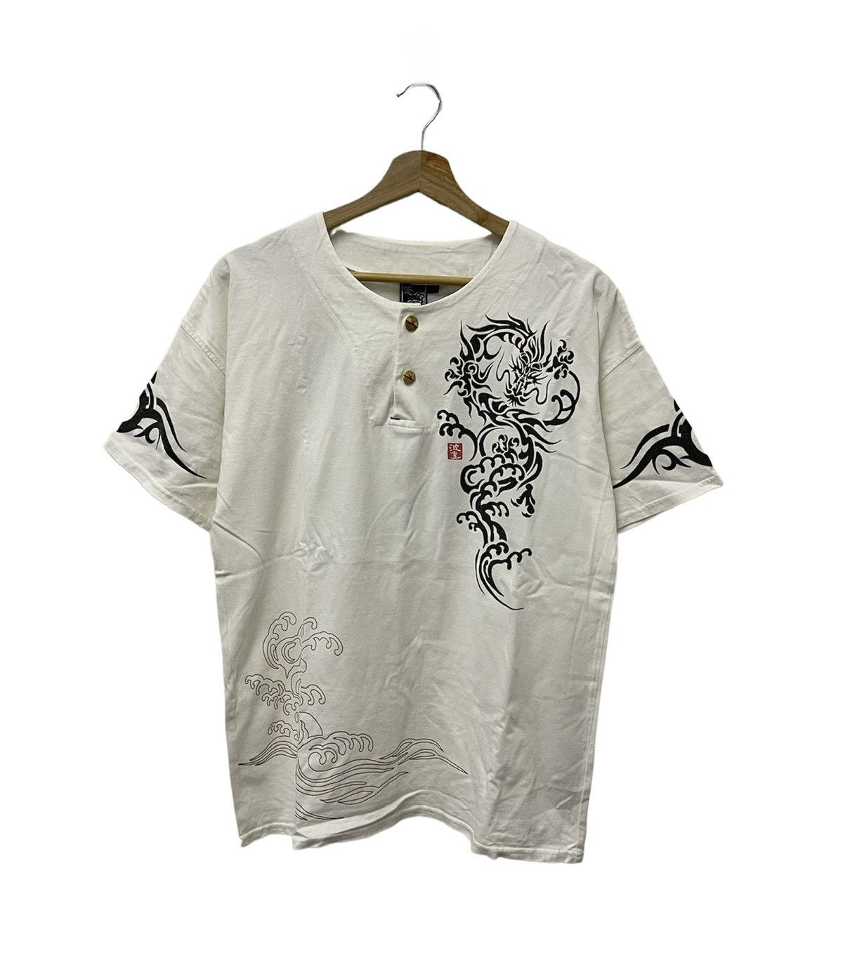 Dragonfly × Vintage Vintage Dragonfly Big Logo Half Button Tshirt Size US M / EU 48-50 / 2 - 3 Thumbnail