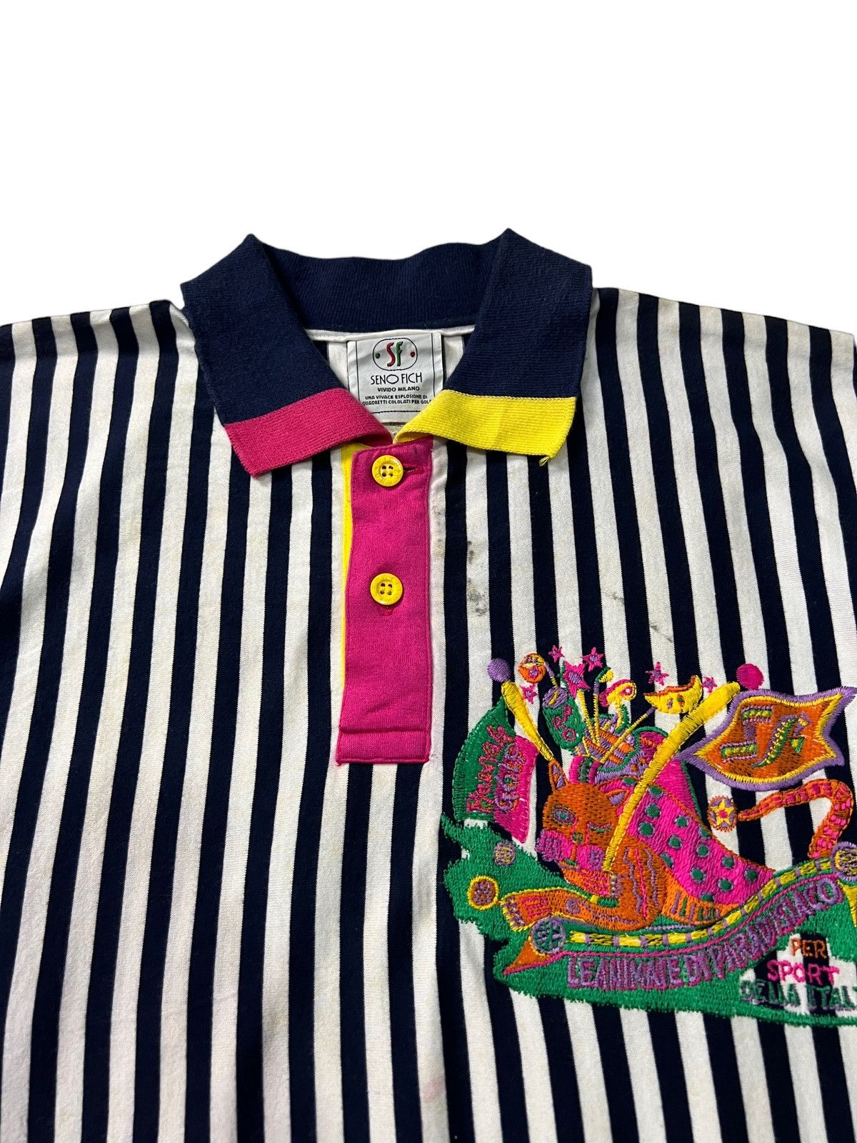 Vintage VTG 90s SENO FICH VIVIDO MILANO ITALY EMBROIDERED BIG LOGO Size US S / EU 44-46 / 1 - 3 Thumbnail