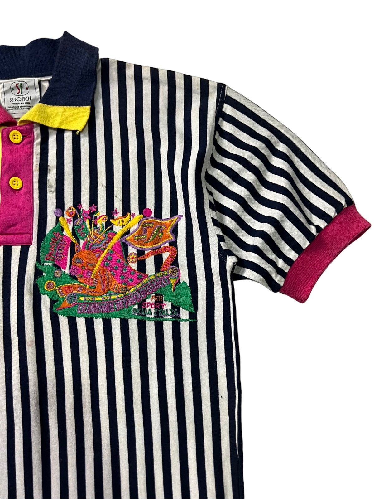 Vintage VTG 90s SENO FICH VIVIDO MILANO ITALY EMBROIDERED BIG LOGO Size US S / EU 44-46 / 1 - 5 Thumbnail