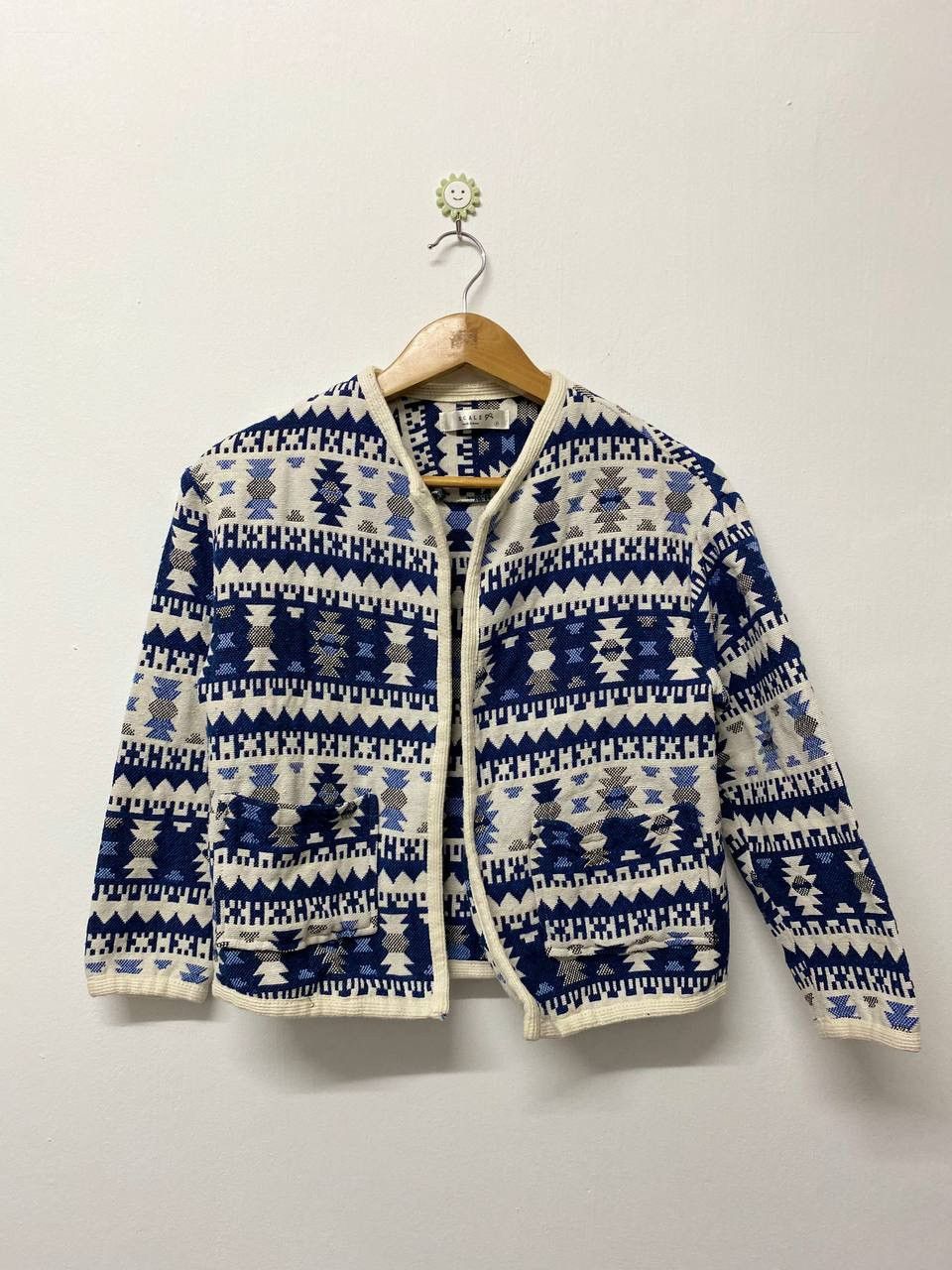 image of Avant Garde x Cardigan American Native Navajo Pattern Nice Design in Dark Blue, Women's