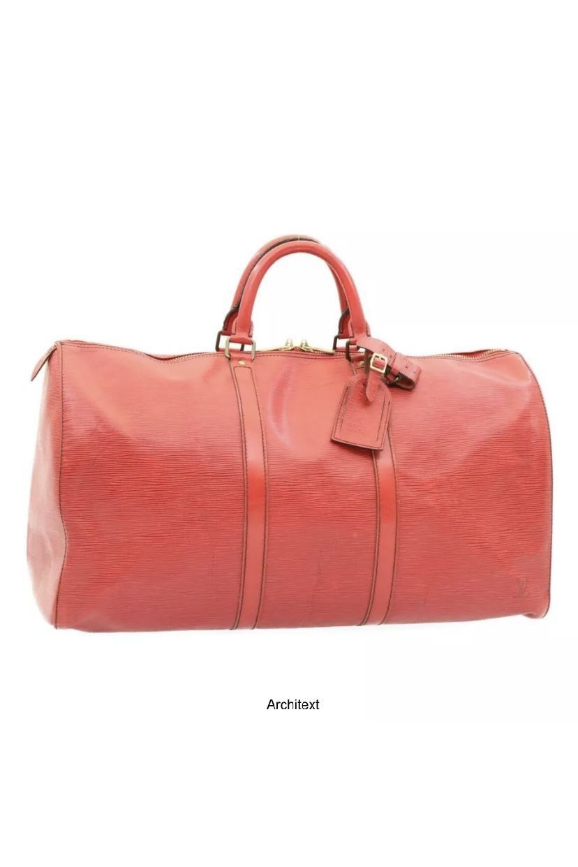 Pre-owned Louis Vuitton Keepall 50 Epi Duffle Bag In Red