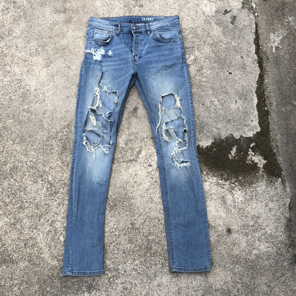 H&M × Japanese Brand 🔥Thrash🔥H&M Stone Was Rips Skinny Denim Jeans Size US 30 / EU 46 - 1 Thumbnail