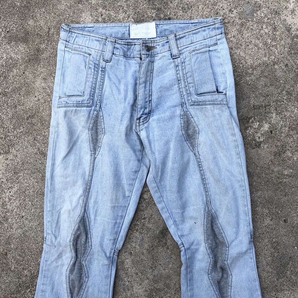 Japanese Brand 🔥Rare🔥🇯🇵Hit Project Corduroy Patchwork Boot Cut Denim Pants Size US 29 - 2 Thumbnail