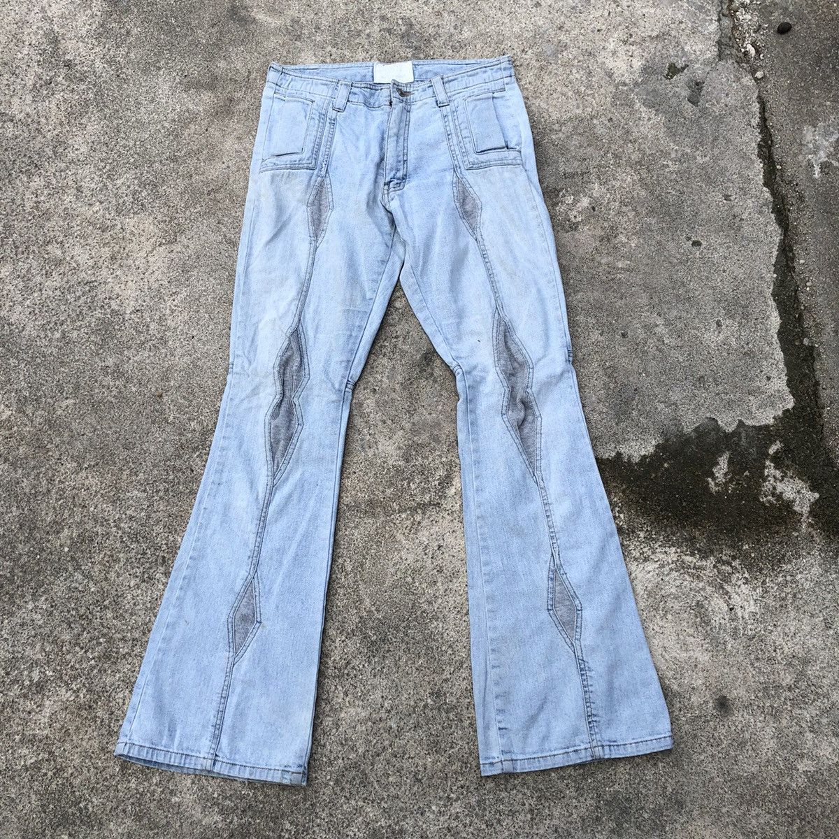 Japanese Brand 🔥Rare🔥🇯🇵Hit Project Corduroy Patchwork Boot Cut Denim Pants Size US 29 - 1 Thumbnail
