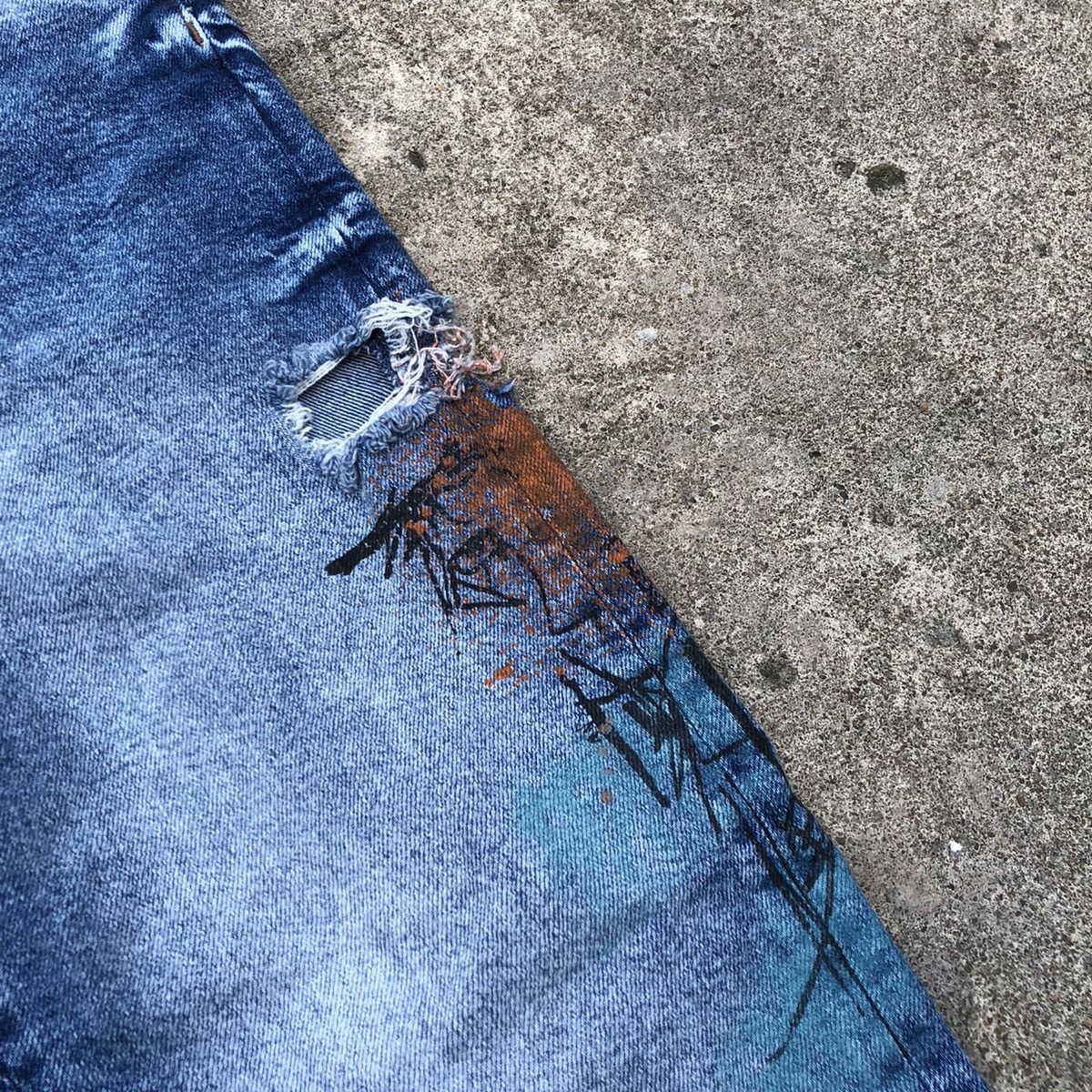 Zara 🔥Rare🔥ZARA Splash Mural Paint Rips Skinny Denim Jeans Size US 30 / EU 46 - 10 Thumbnail
