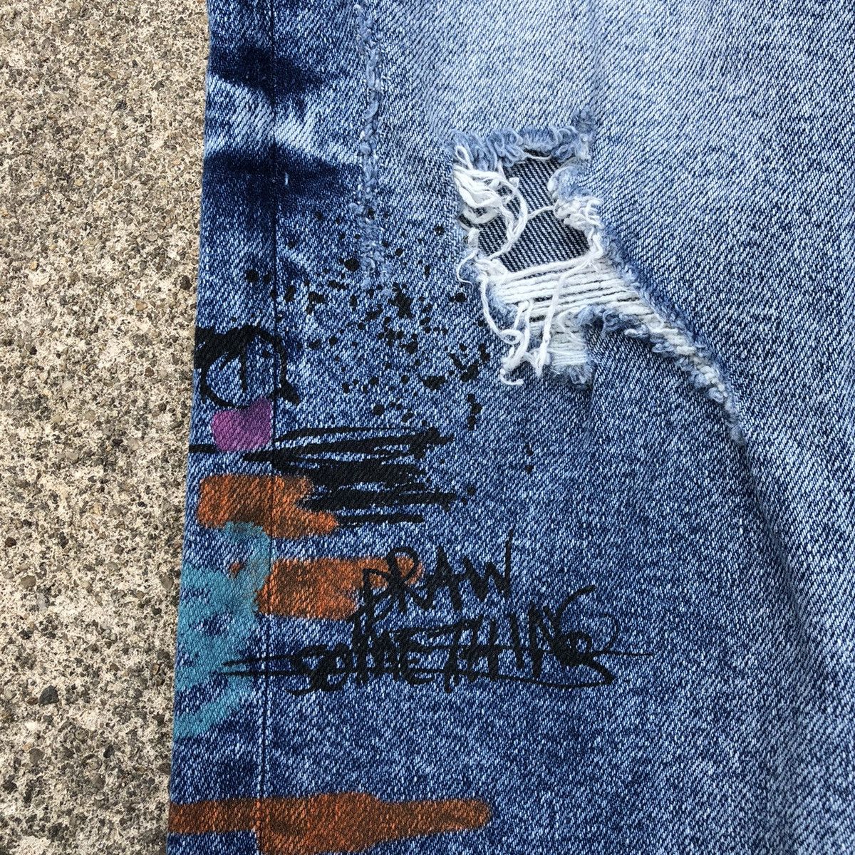 Zara 🔥Rare🔥ZARA Splash Mural Paint Rips Skinny Denim Jeans Size US 30 / EU 46 - 8 Thumbnail
