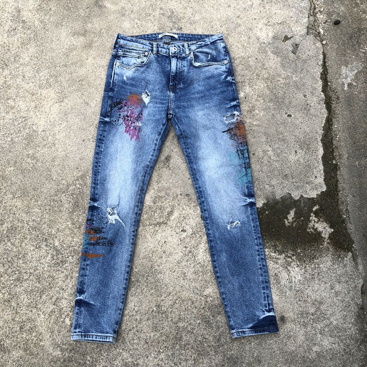 Zara Paint Jeans Grailed