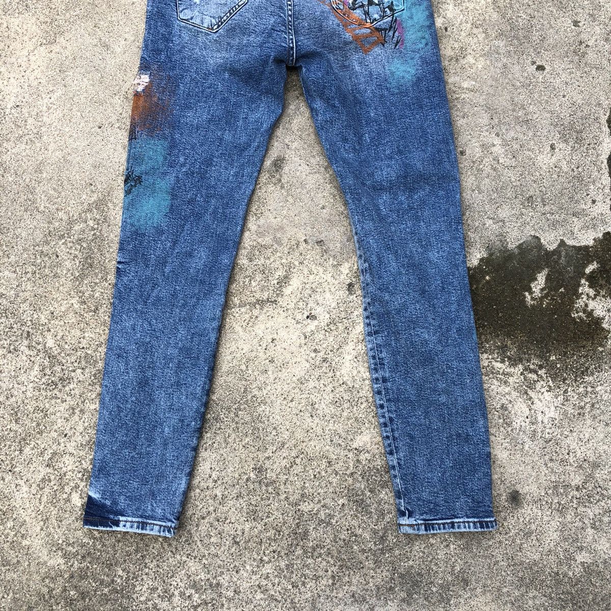 Zara 🔥Rare🔥ZARA Splash Mural Paint Rips Skinny Denim Jeans Size US 30 / EU 46 - 6 Thumbnail