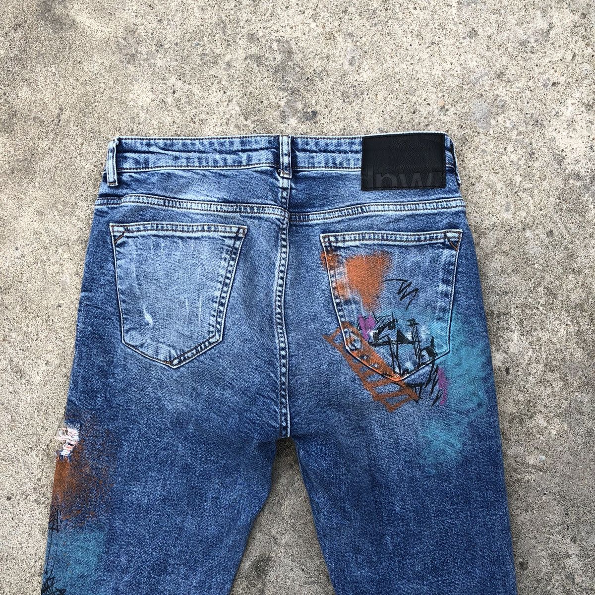 Zara 🔥Rare🔥ZARA Splash Mural Paint Rips Skinny Denim Jeans Size US 30 / EU 46 - 5 Thumbnail