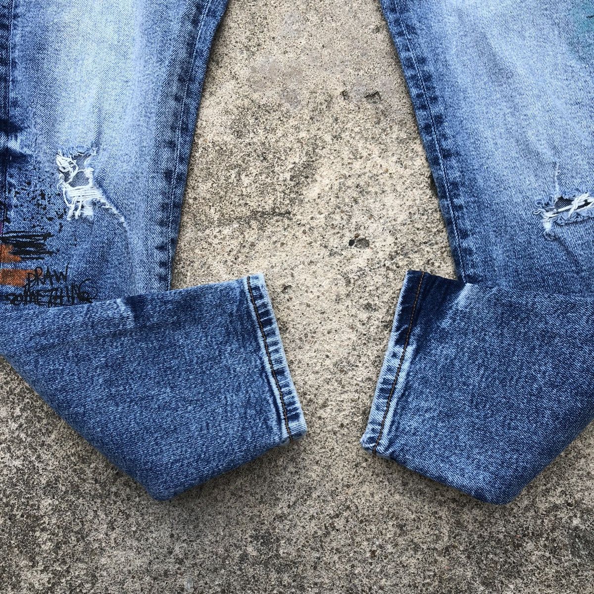 Zara 🔥Rare🔥ZARA Splash Mural Paint Rips Skinny Denim Jeans Size US 30 / EU 46 - 7 Thumbnail