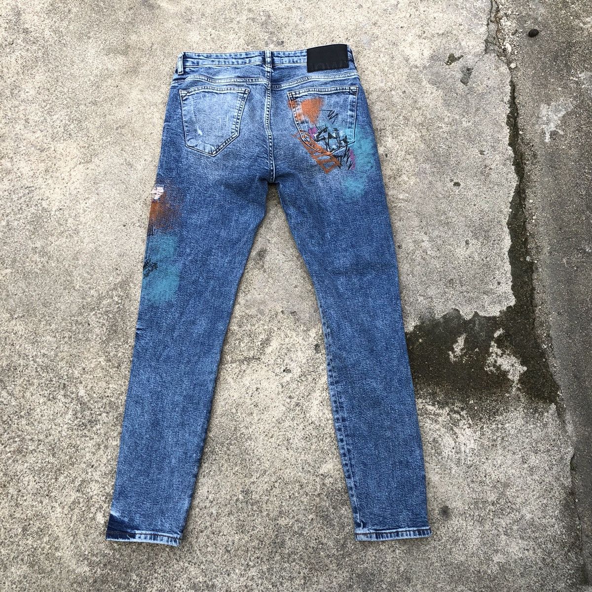 Zara 🔥Rare🔥ZARA Splash Mural Paint Rips Skinny Denim Jeans Size US 30 / EU 46 - 4 Thumbnail