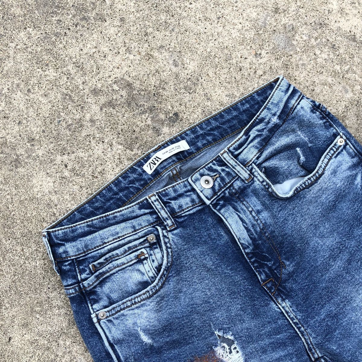 Zara 🔥Rare🔥ZARA Splash Mural Paint Rips Skinny Denim Jeans Size US 30 / EU 46 - 11 Thumbnail