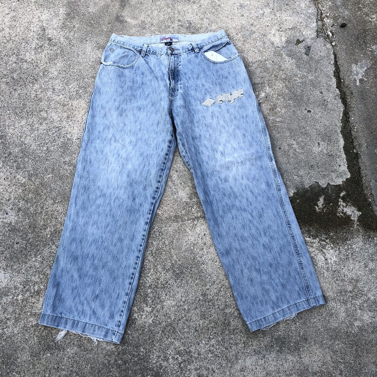 Enyce × Japanese Brand 🔥Rare🔥🇯🇵Enyce Stone Wash Rips Distress Relaxed Denim Jeans Size US 34 / EU 50 - 1 Thumbnail