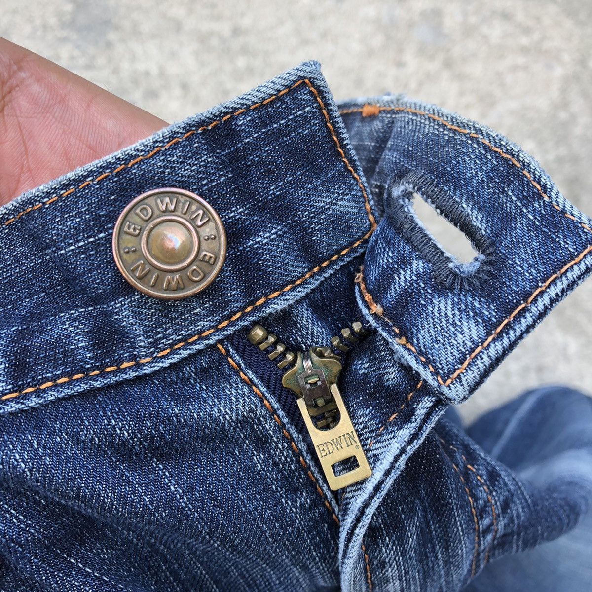 Edwin 🔥Rare🔥🇯🇵Edwin 502 Stoned Wash Rips Distress Denim Jeans Size US 30 / EU 46 - 12 Thumbnail