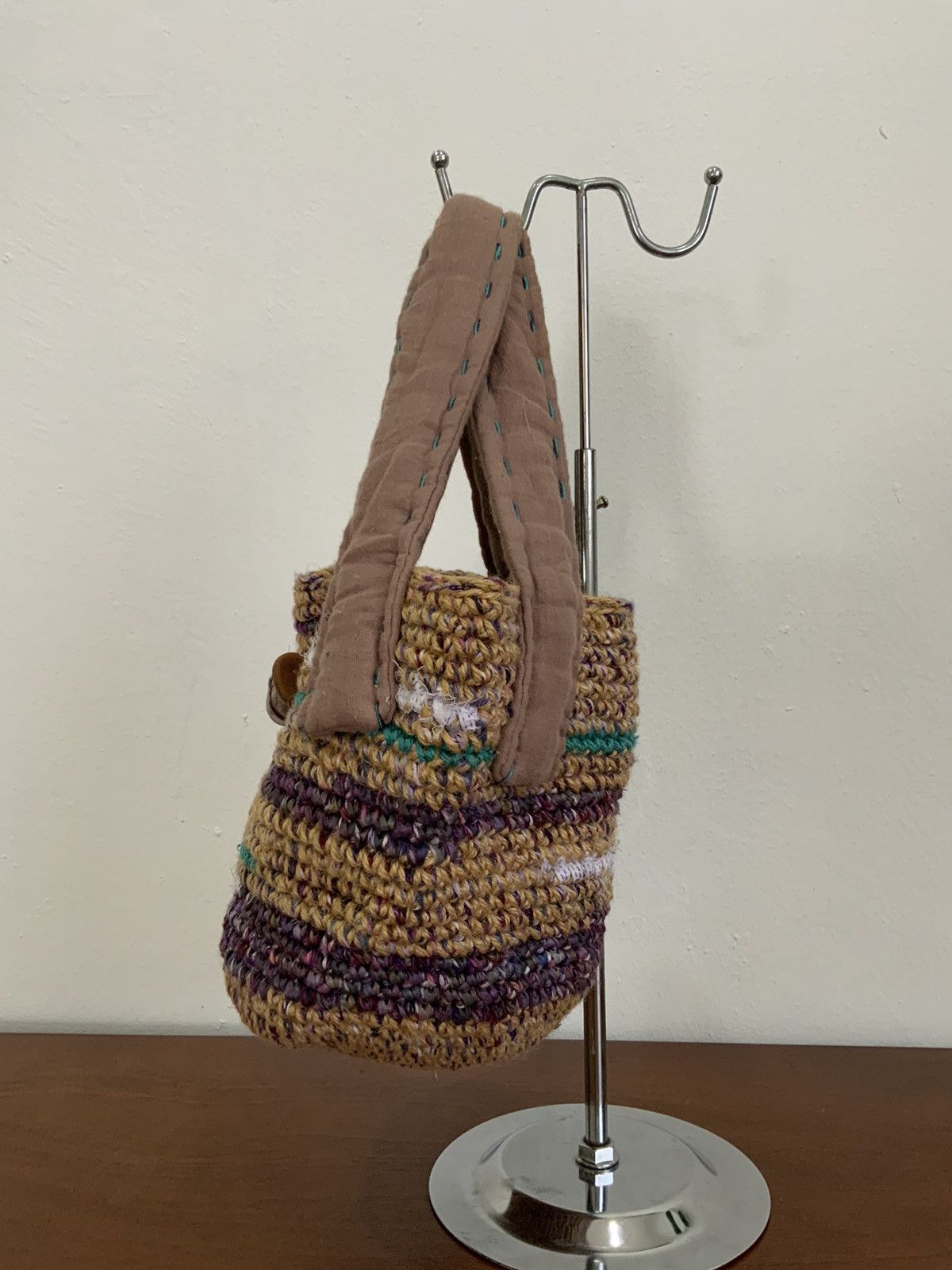 Vintage Handmade Knit Tote Bag Size ONE SIZE - 3 Thumbnail