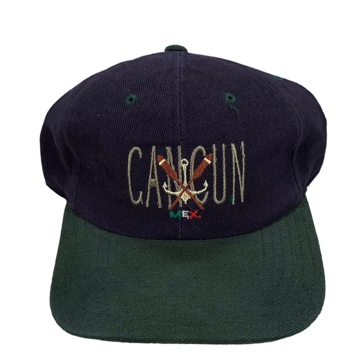 Vintage VTG Cancun Mexico Blue & Green Sailing Boating Strapback Hat Size ONE SIZE - 1 Thumbnail