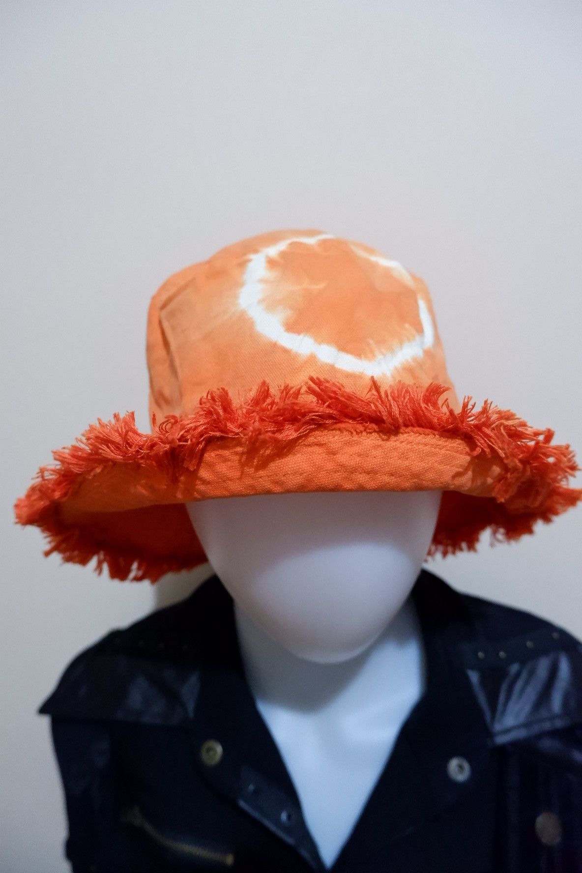 image of Italian Designers x Vintage Inverni Tie Dye Bucket Hats Made In Italy in Orange, Men's