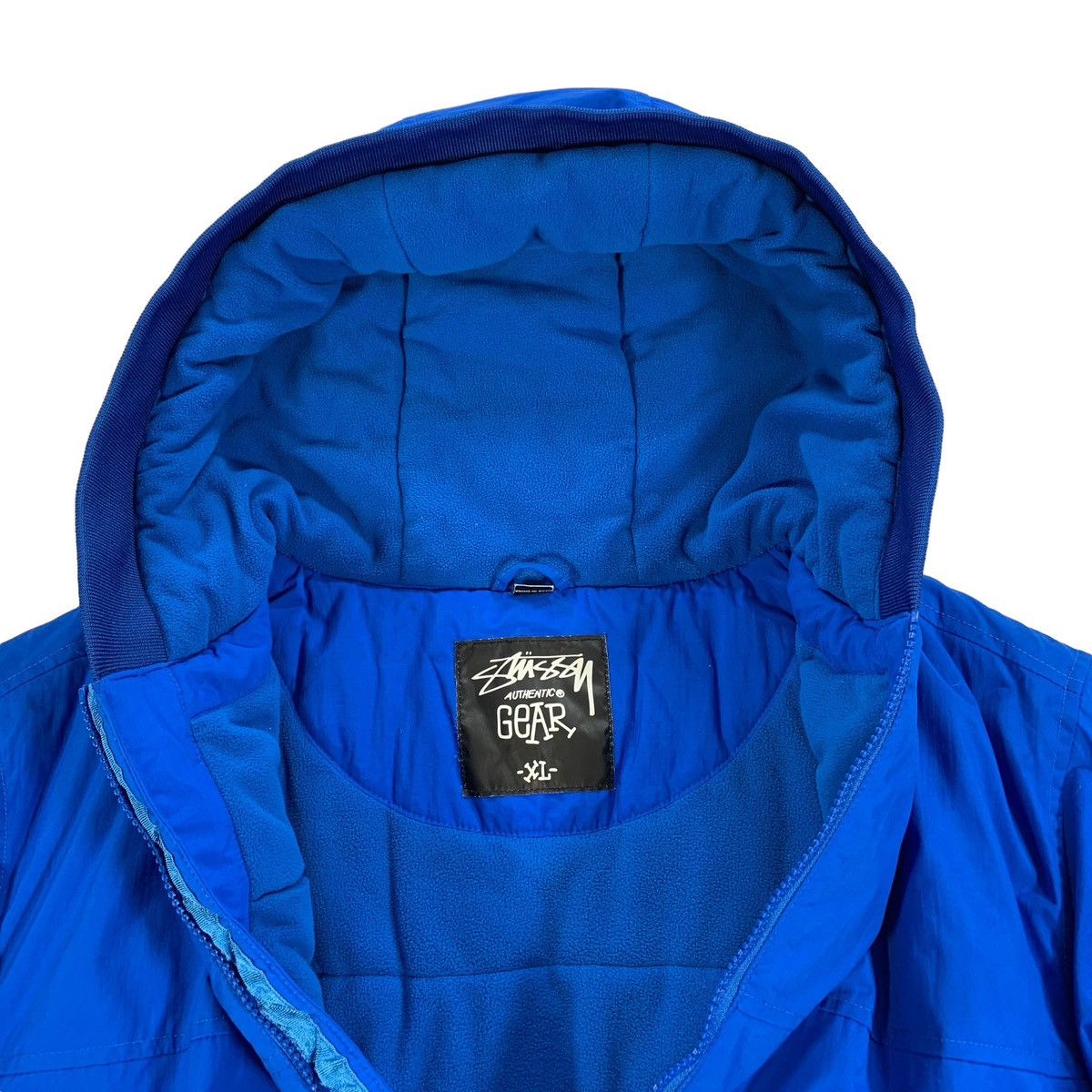 Stussy Vintage Stussy Blue White Fleece Lined Zip Up Puffer Jacket Size US XL / EU 56 / 4 - 4 Thumbnail