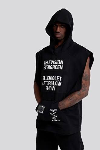 image of Raf Simons Television Evergreen Sleeveless Hoodie in Black, Men's (Size XS)