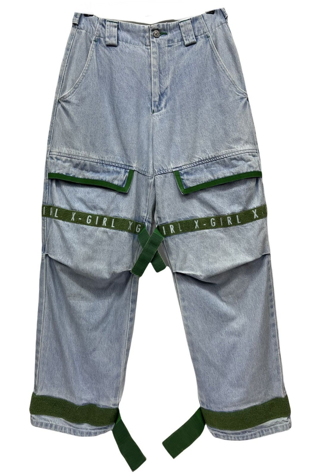 Girlfriend Collective 🔥Vtg X-GIRL Japan Bondage Velcro Hip Hop Skate Baggy Denim Size US 27 - 9 Thumbnail