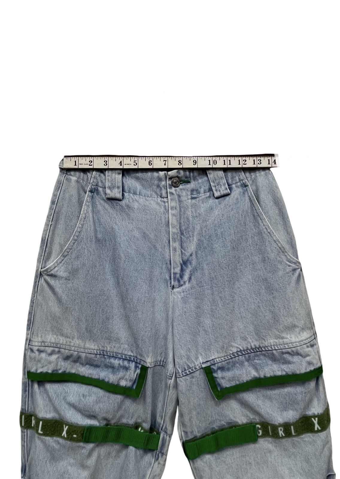 Girlfriend Collective 🔥Vtg X-GIRL Japan Bondage Velcro Hip Hop Skate Baggy Denim Size US 27 - 15 Thumbnail
