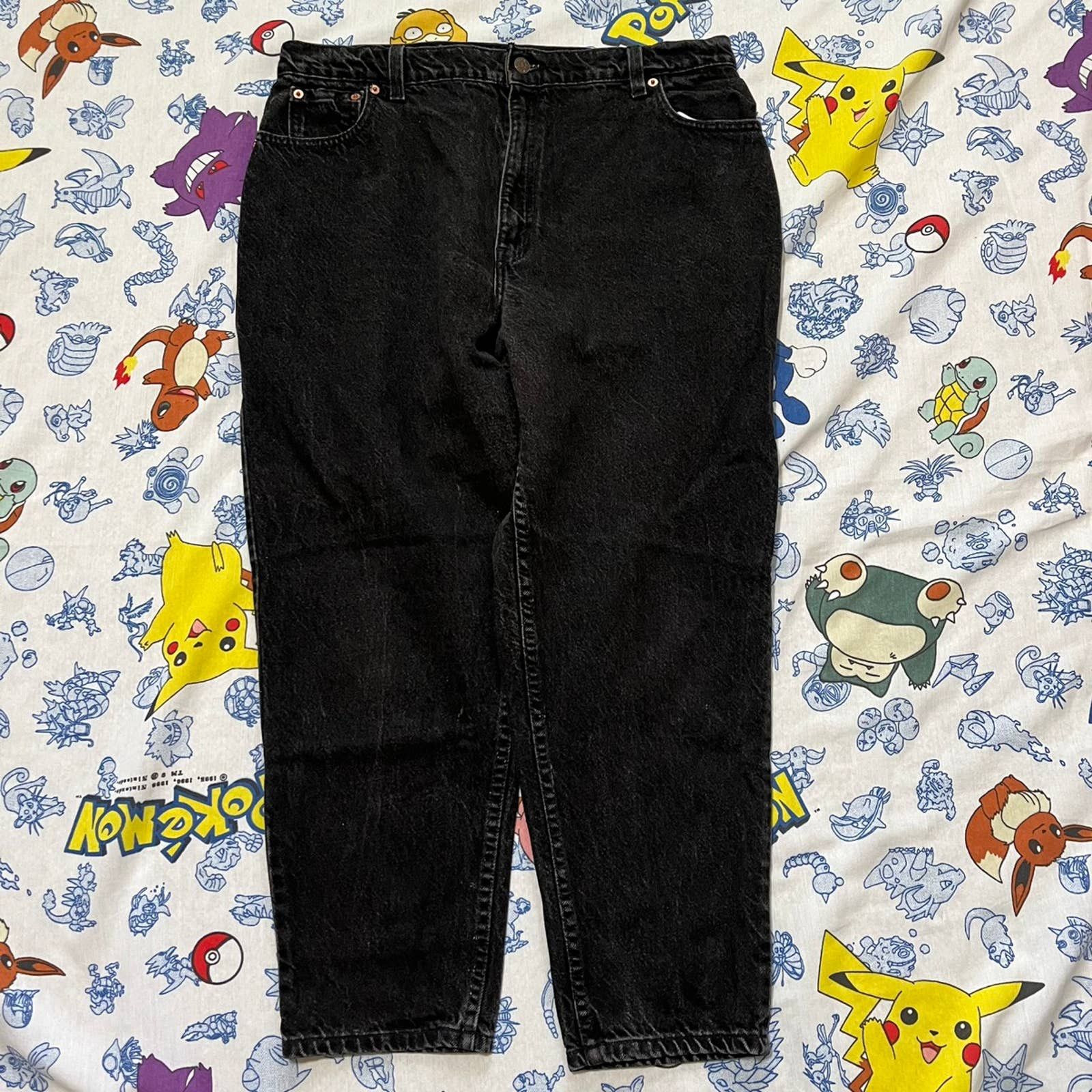 90'S Levi's 551 Relaxed Fit Tapered Leg Black Denim Tapered Denim Pants Made in USA Women's XL (w31) cotton black type Vintage Second Hand