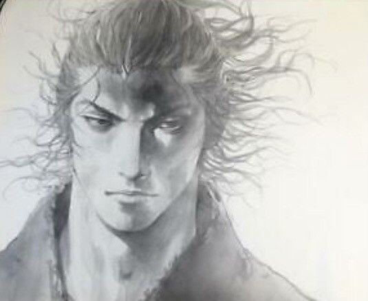 image of Anvil x Vintage Manga Tekehiko Inour Vagabond Art Musashi Miyamoto in Grey, Men's (Size Medium)