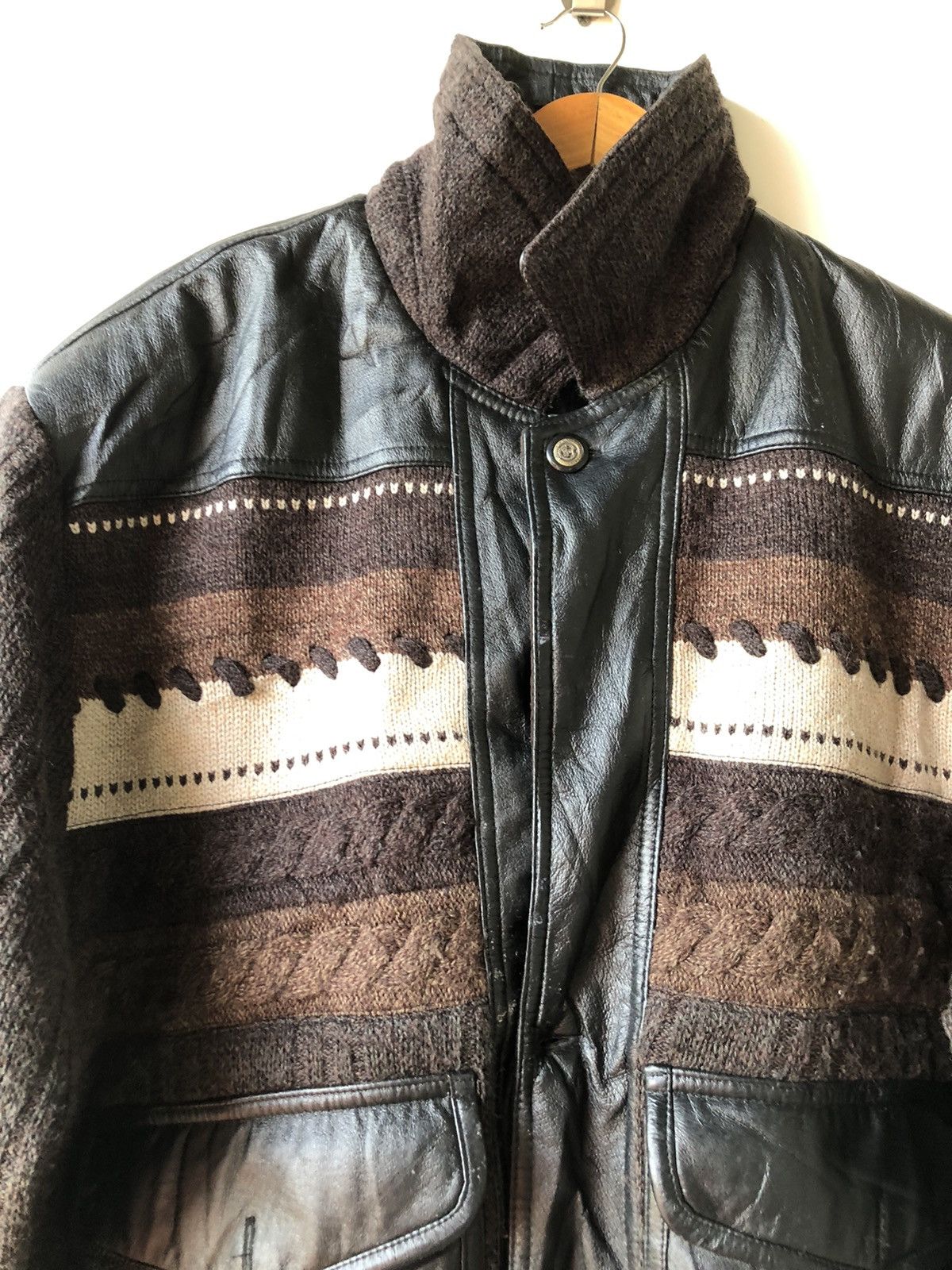 Japanese Brand Vintage Pagelo wool patchwork leather Bomber jackets Size US L / EU 52-54 / 3 - 5 Thumbnail