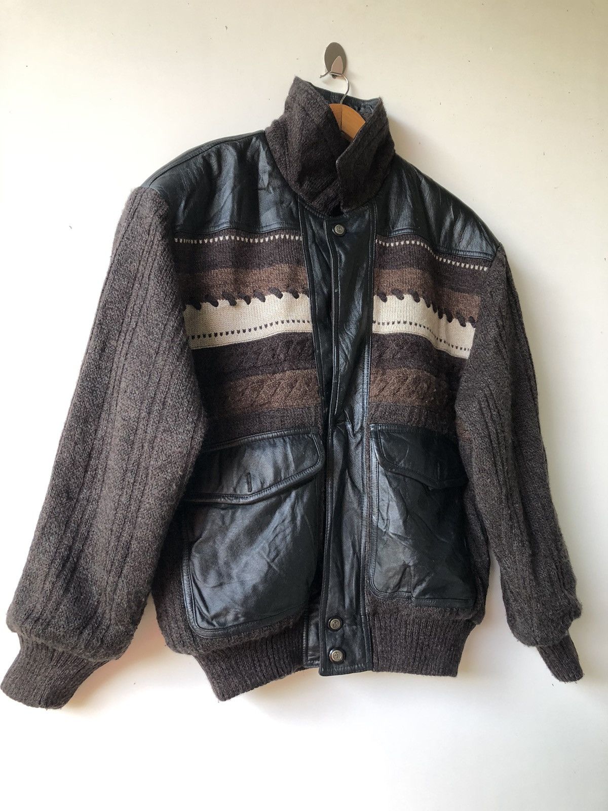 Japanese Brand Vintage Pagelo wool patchwork leather Bomber jackets Size US L / EU 52-54 / 3 - 3 Thumbnail