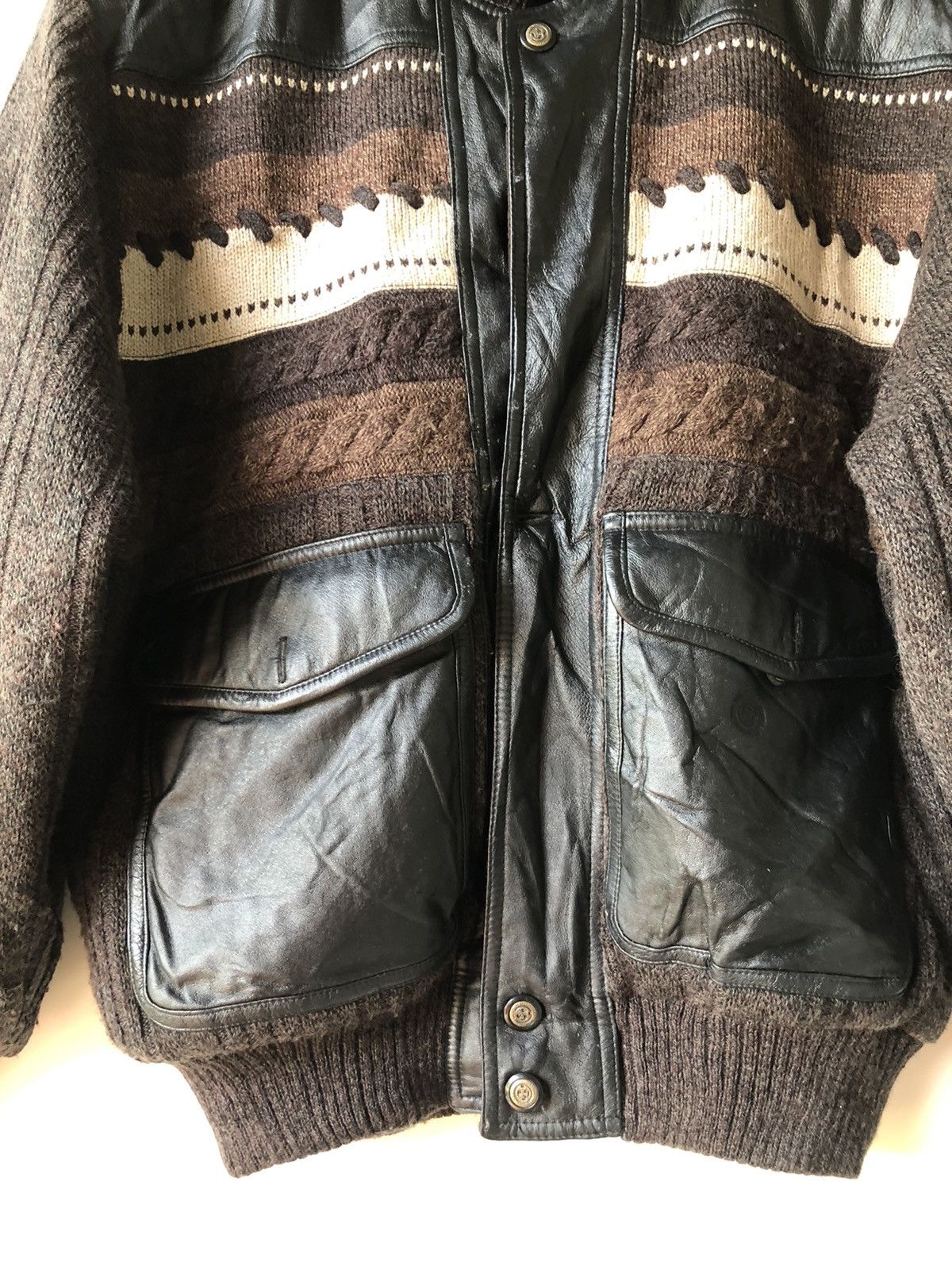 Japanese Brand Vintage Pagelo wool patchwork leather Bomber jackets Size US L / EU 52-54 / 3 - 4 Thumbnail