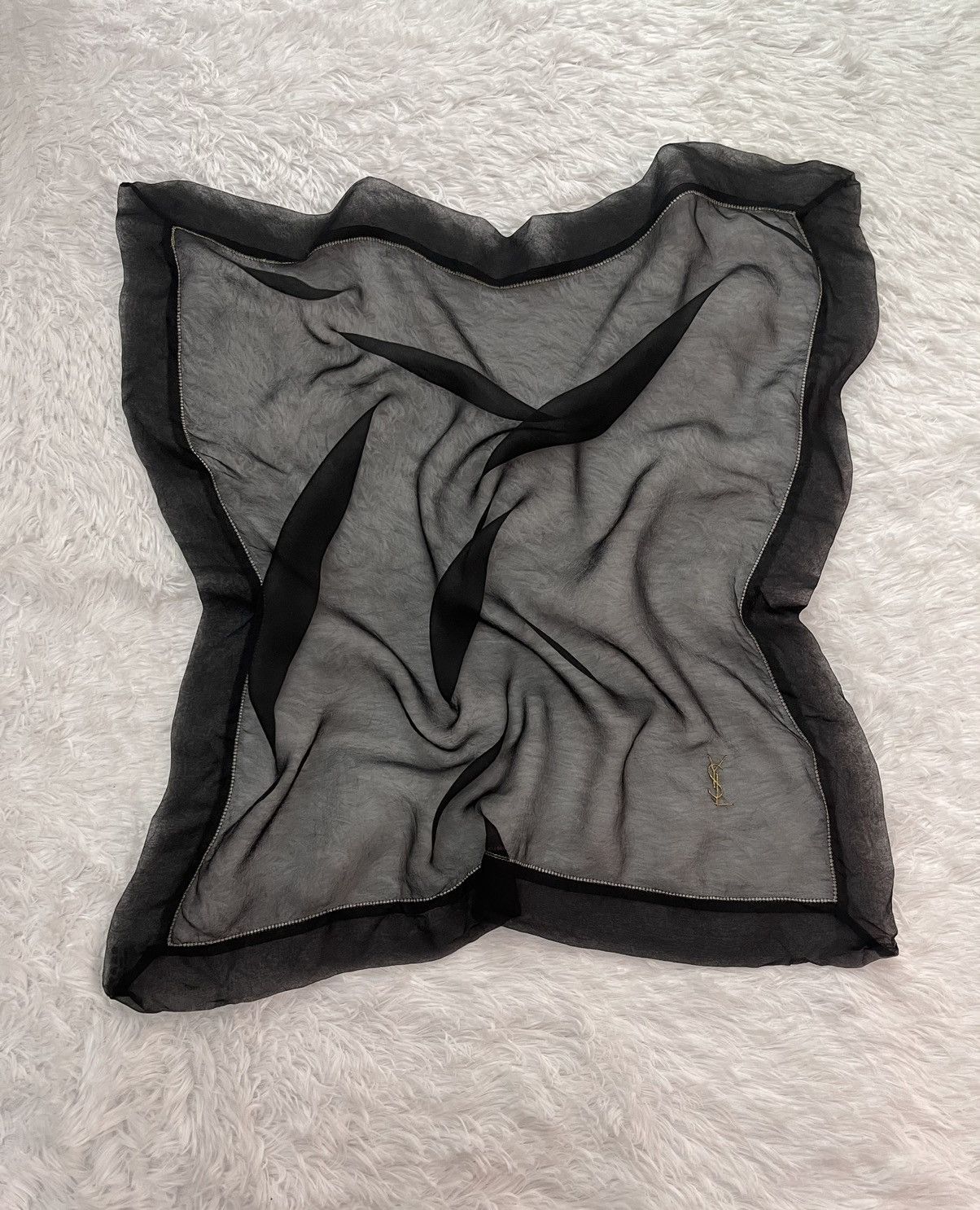 Vintage Vintage YSL Embroidery Logo Scarves Size ONE SIZE - 2 Thumbnail